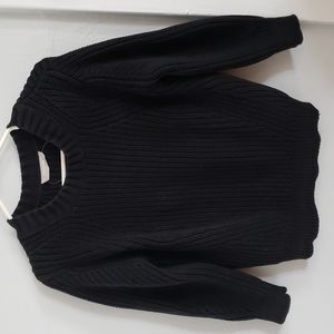 Everlane black fisherman rib cotton blend sweater